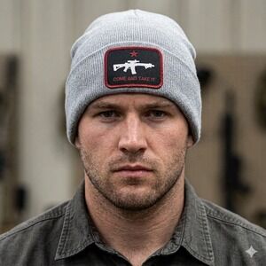 Howitzer Beanie Mens OS Heather Grey New Come And Take It Patriot MFG CV1012